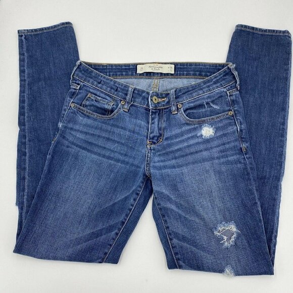 Abercrombie & Fitch Womens Straight Ankle Sz 2R (26x31) Blue Jeans - Picture 4 of 6